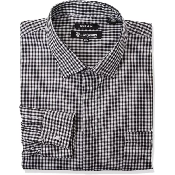STACY ADAMS Mens Big and Tall Gingham Check Dress ShirtBlack