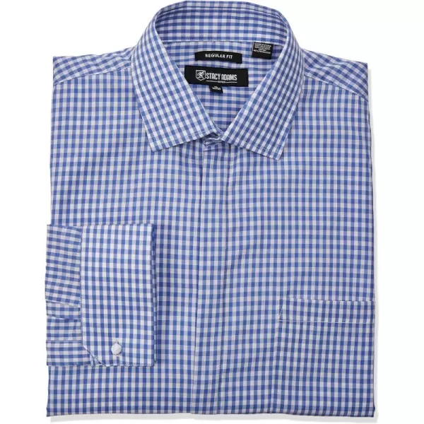 STACY ADAMS Mens Big and Tall Gingham Check Dress ShirtBlue