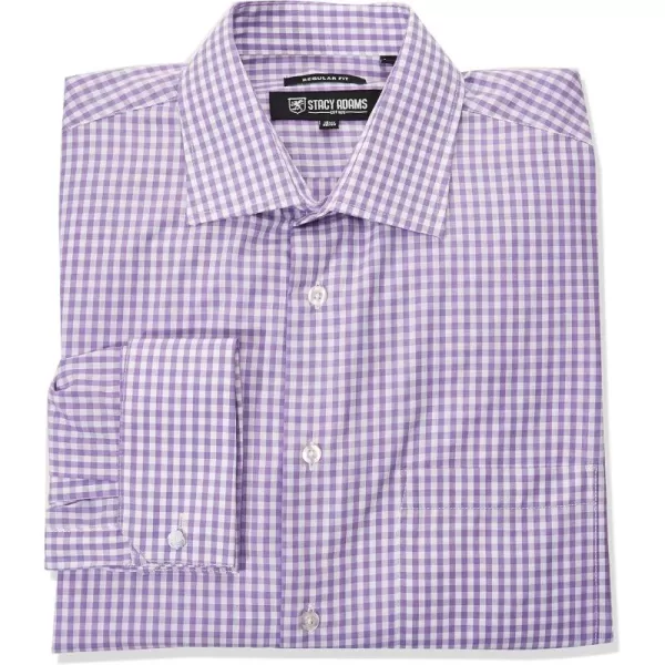 STACY ADAMS Mens Big and Tall Gingham Check Dress ShirtPurple