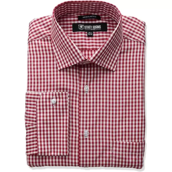 STACY ADAMS Mens Big and Tall Gingham Check Dress ShirtRed