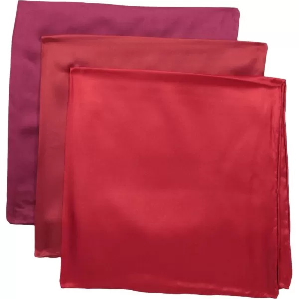 STACY ADAMS mens 100 Silk Hand Rolled 17quotx 17quot Pocket Square Three Piece SetHandkerchiefBurgundyMedium RedFred