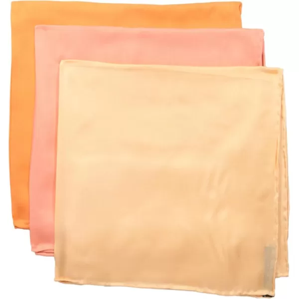 STACY ADAMS mens 100 Silk Hand Rolled 17quotx 17quot Pocket Square Three Piece SetHandkerchiefPeachOrangeCoral