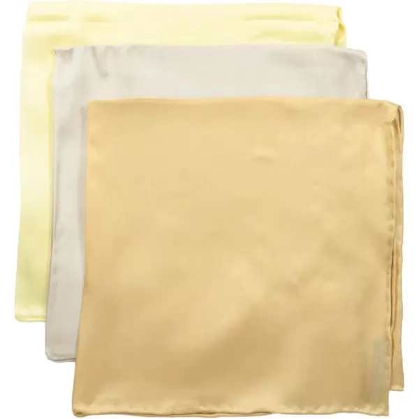 STACY ADAMS mens 100 Silk Hand Rolled 17quotx 17quot Pocket Square Three Piece SetHandkerchiefYellowCamelSand