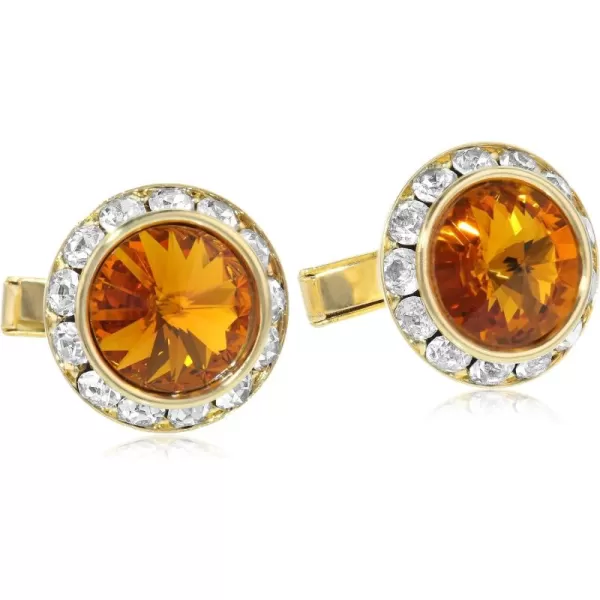 Stacy Adams Mens Gold Dark Topaz Crystal Rondell Cuff Links