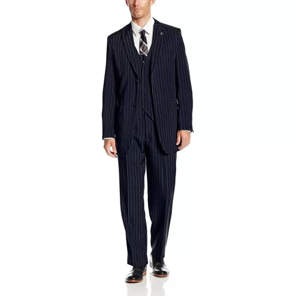 Stacy Adams Mens Mars Vested 3 Piece SuitNavyWhite