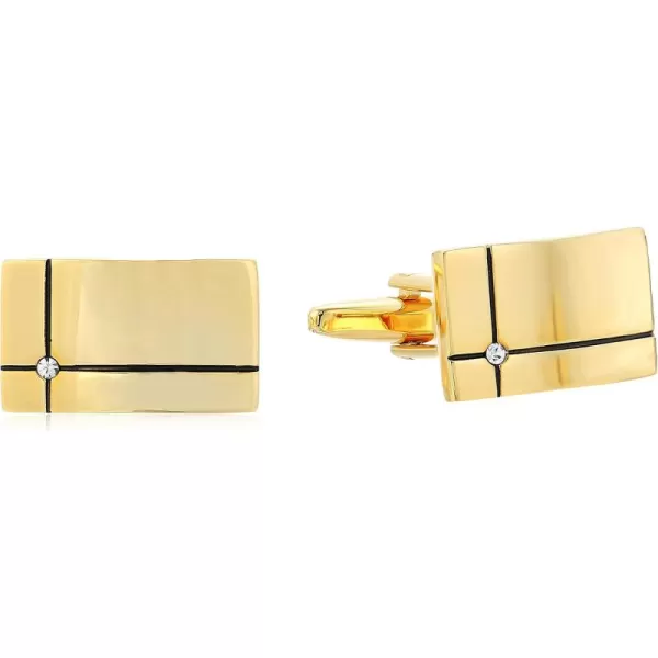 Stacy Adams Mens Rectangle Cuff Link with Intersecting Lines Gold One Size