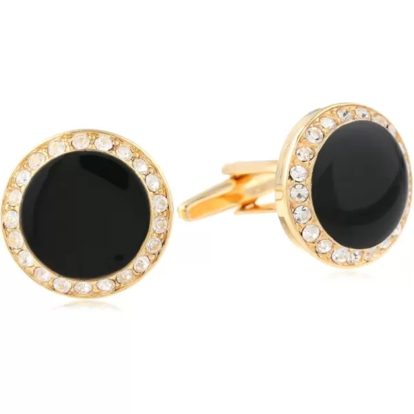 Stacy Adams Mens Round Cuff Link Wblk Enamel ampamp Crystals