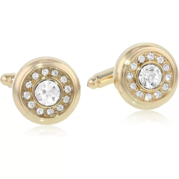Stacy Adams Mens Round Gold Cuff Link WCrystals