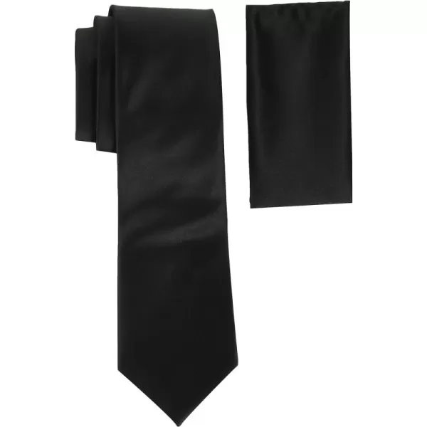 Stacy Adams Mens Satin solid Tie SetBlack