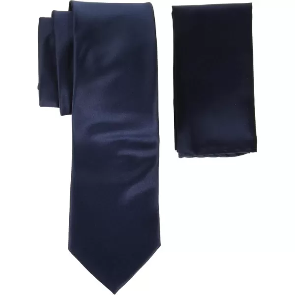 Stacy Adams Mens Satin solid Tie SetBlue