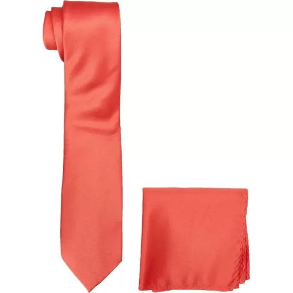 Stacy Adams Mens Satin solid Tie SetCoral