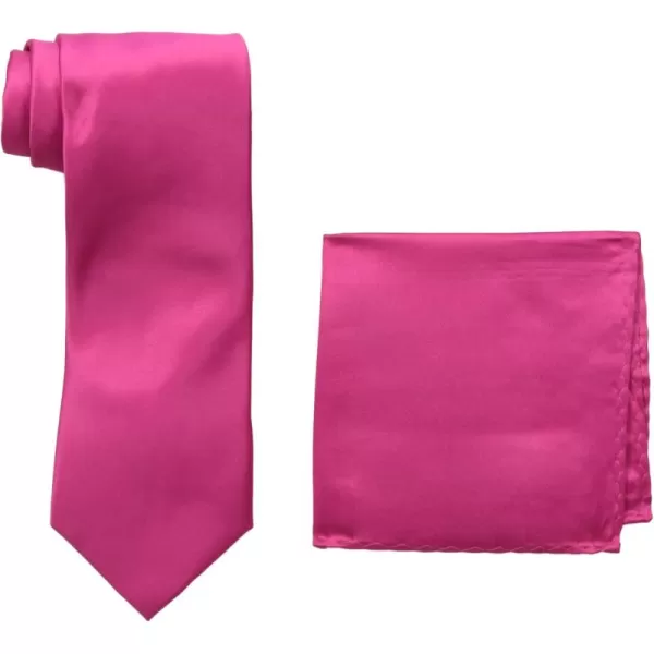 Stacy Adams Mens Satin solid Tie SetFuchsia