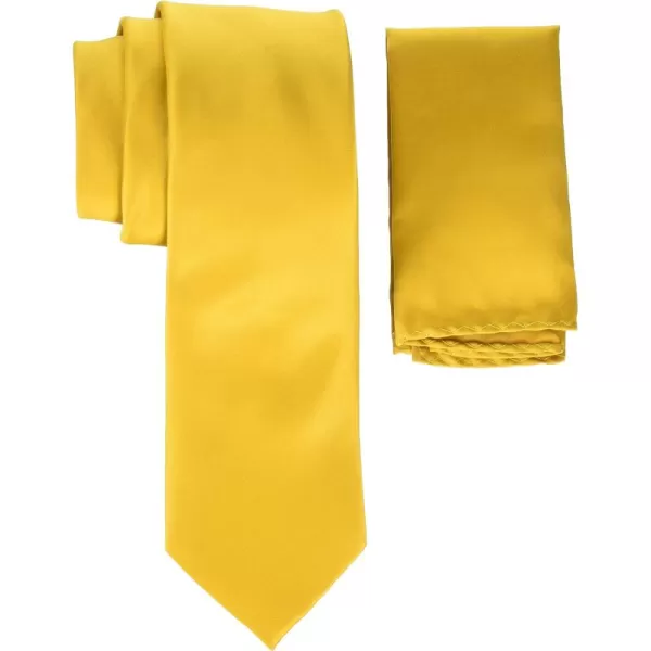 Stacy Adams Mens Satin solid Tie SetGold