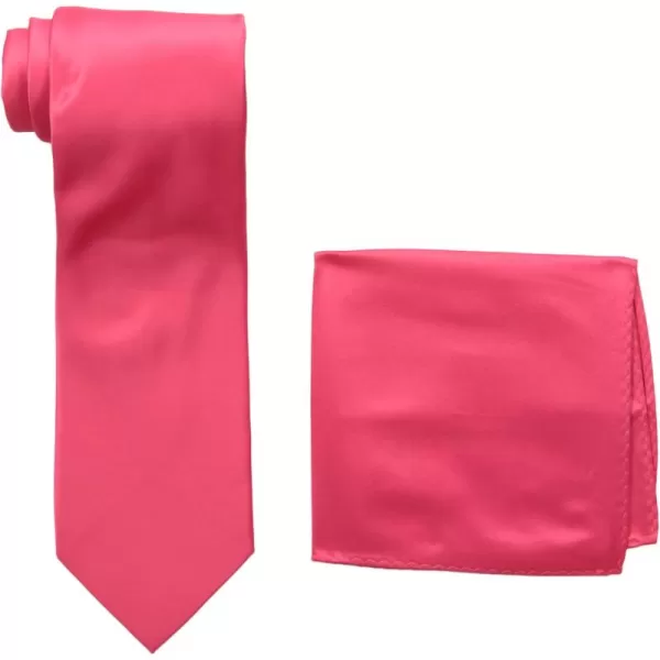 Stacy Adams Mens Satin solid Tie SetHot Pink