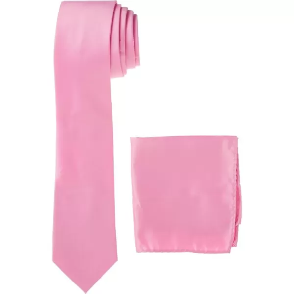 Stacy Adams Mens Satin solid Tie SetPink