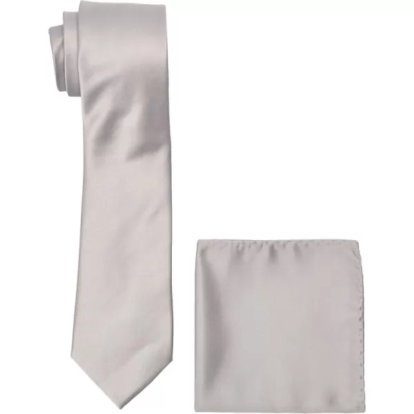 Stacy Adams Mens Satin solid Tie SetSilver