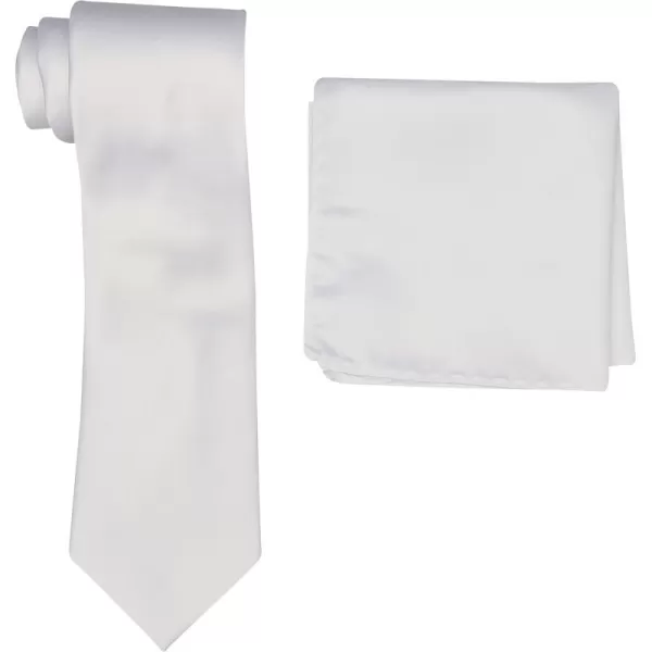 Stacy Adams Mens Satin solid Tie SetWhite