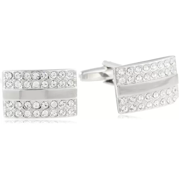 Stacy Adams Mens Silver Rectangle Cuff Link With Crystals