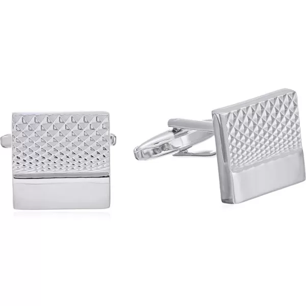 Stacy Adams Mens Silver Square Crosshatch Cuff Link One Size