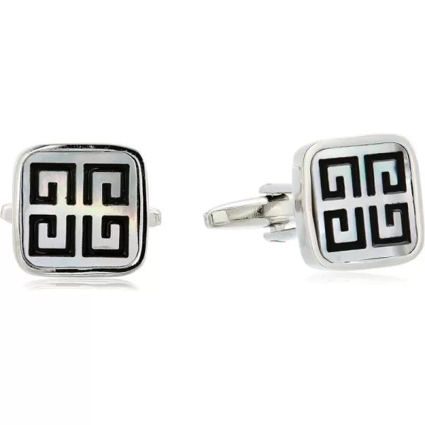 Stacy Adams Mens Square Cuff Links with Mother of Pearl Inlay