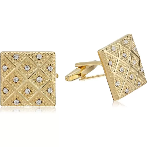 Stacy Adams Mens Square Gold with Crystal Cuff Link One Size