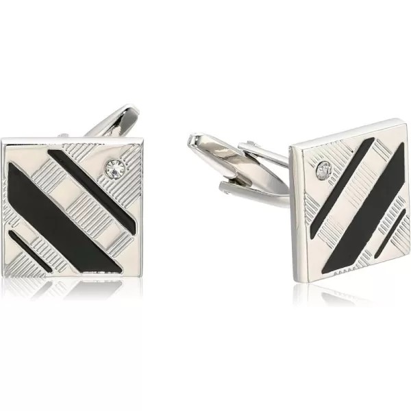 Stacy Adams Mens Square Silver and Black Cuff Link One Size