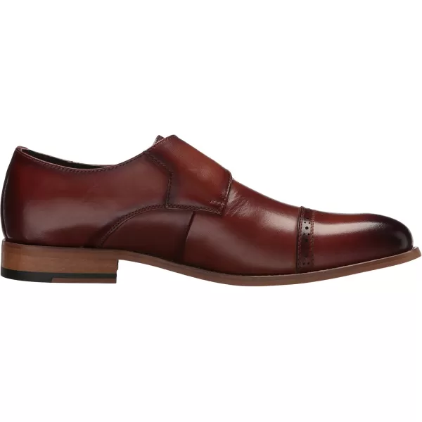 STACY ADAMS Mens Desmond Cap Toe Monk Strap LoaferCognac