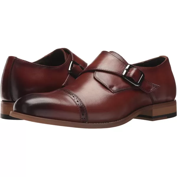 STACY ADAMS Mens Desmond Cap Toe Monk Strap LoaferCognac