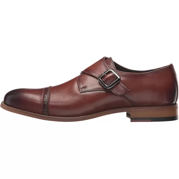 STACY ADAMS Mens Desmond Cap Toe Monk Strap LoaferCognac