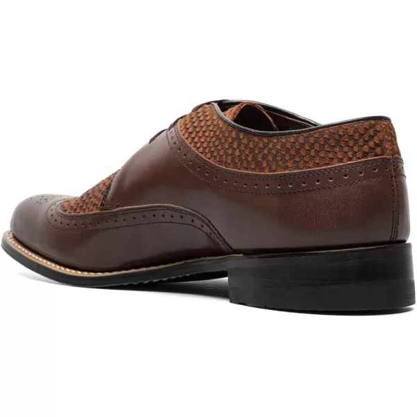STACY ADAMS Mens Madison Cap Toe OxfordBrown Python