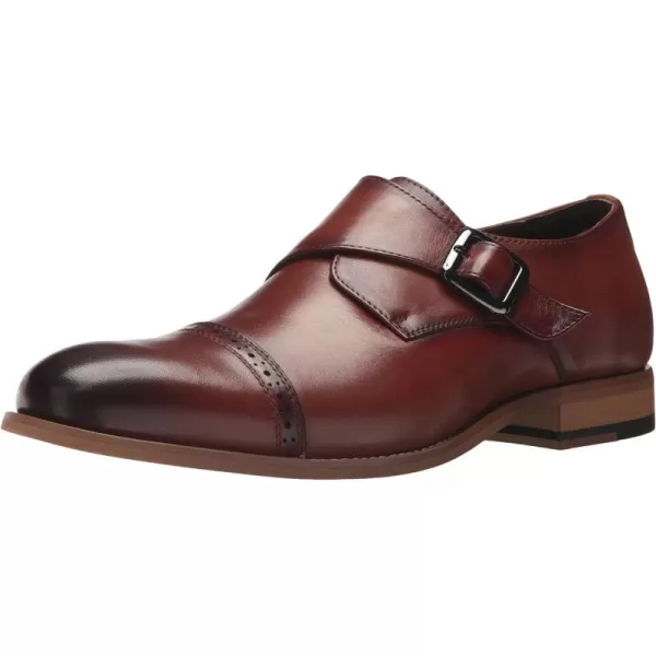 STACY ADAMS Mens Desmond Cap Toe Monk Strap LoaferCognac