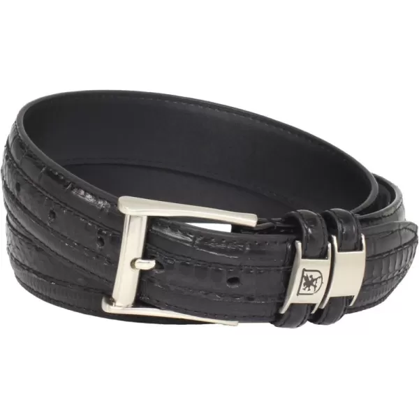 Stacy Adams Mens 32mm Genuine Leather Lizard Skin Print Belt With BuckleBlack