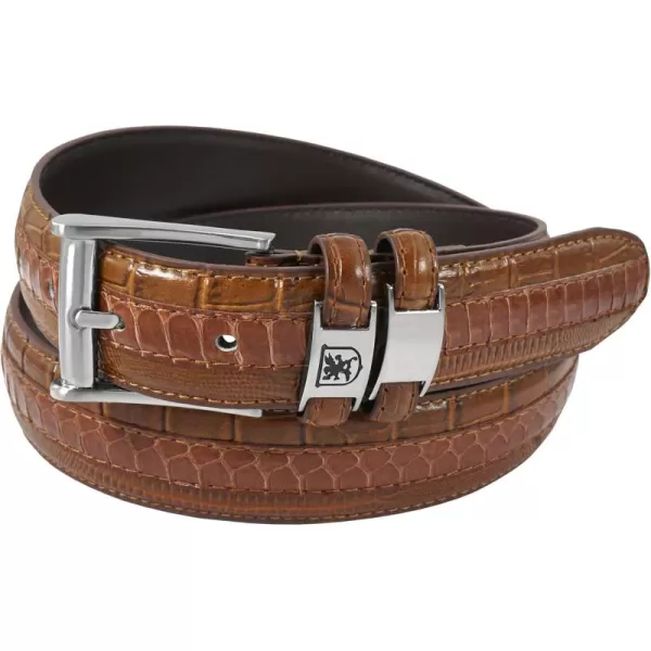 Stacy Adams Mens 32mm Genuine Leather Lizard Skin Print Belt With BuckleCognac