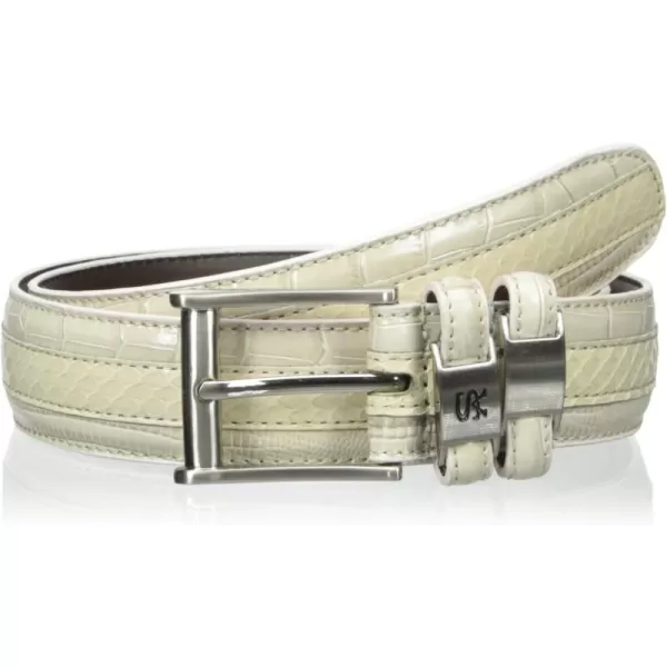 Stacy Adams Mens 32mm Genuine Leather Lizard Skin Print Belt With BuckleCream