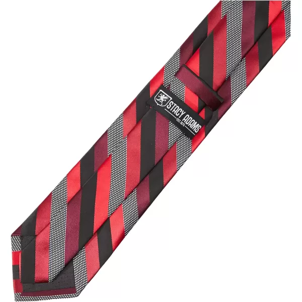 Stacy Adams Mens Microfiber Stripped Tie SetBlackRed
