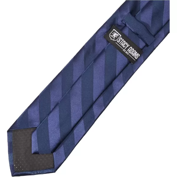 Stacy Adams Mens Solid Woven Formal Stripe Tie SetNavy