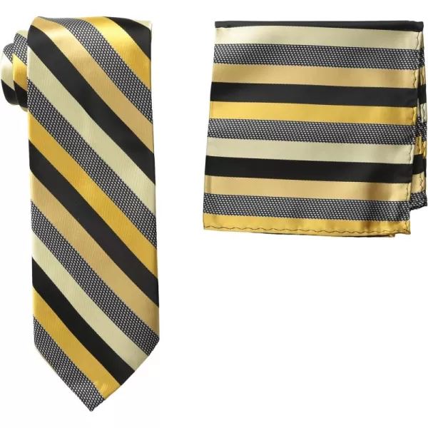 Stacy Adams Mens Microfiber Stripped Tie SetGold