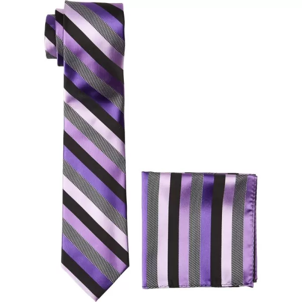 Stacy Adams Mens Microfiber Stripped Tie SetPurple