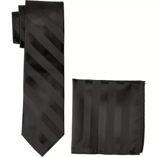 Stacy Adams Mens Solid Woven Formal Stripe Tie SetBlack