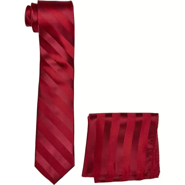 Stacy Adams Mens Solid Woven Formal Stripe Tie SetBurgundy