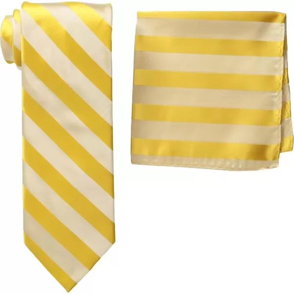 Stacy Adams Mens Solid Woven Formal Stripe Tie SetDark Gold