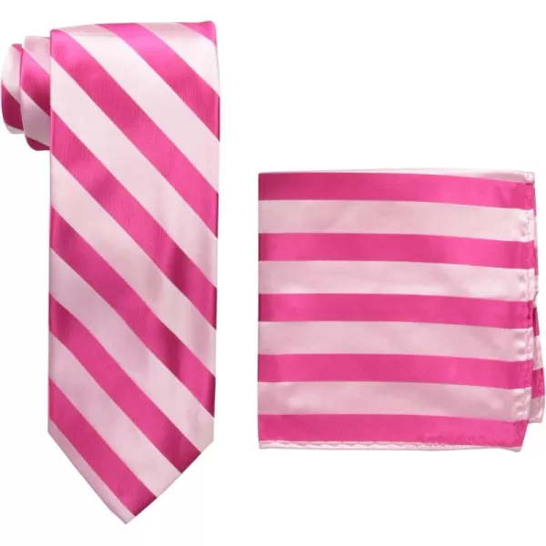 Stacy Adams Mens Solid Woven Formal Stripe Tie SetFuchsia