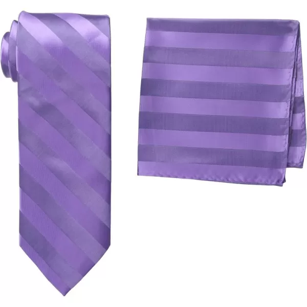 Stacy Adams Mens Solid Woven Formal Stripe Tie SetGrape