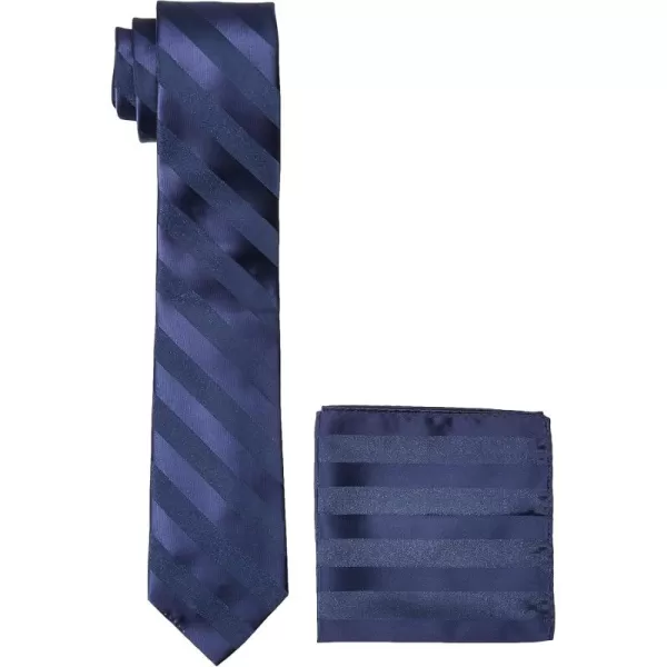 Stacy Adams Mens Solid Woven Formal Stripe Tie SetNavy