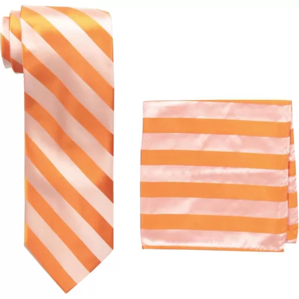 Stacy Adams Mens Solid Woven Formal Stripe Tie SetOrange