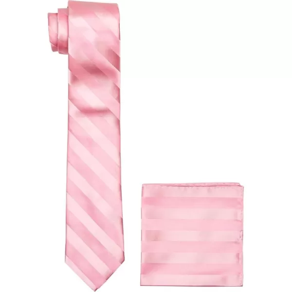 Stacy Adams Mens Solid Woven Formal Stripe Tie SetPink
