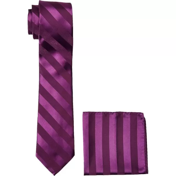 Stacy Adams Mens Solid Woven Formal Stripe Tie SetPlum