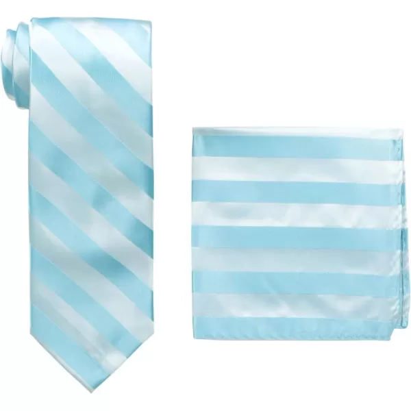 Stacy Adams Mens Solid Woven Formal Stripe Tie SetTurquoise