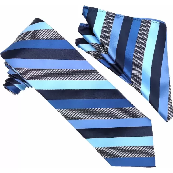 Stacy Adams Mens Tall Plus Size Microfiber Stripped Tie Set Extra LongBlue