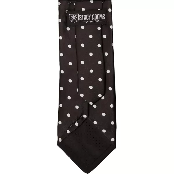 Stacy Adams Mens Tall Plus Size Satin Dot Tie Set Extra LongBlackWhite